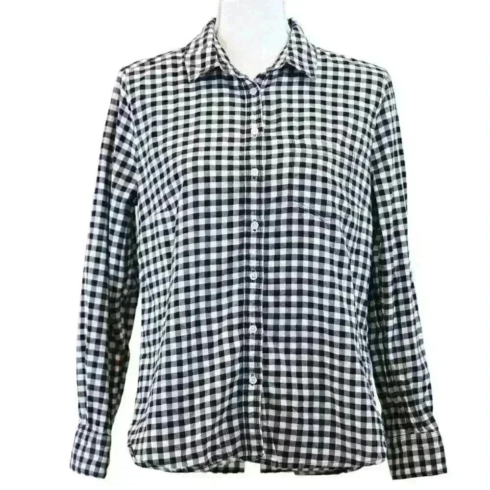 Banana Republic Black Gingham Button Up Long‎ Sleeve Shirt Size Medium Petite